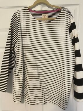 Joules Like New Black & White Striped Long-Sleeve Top Size 22